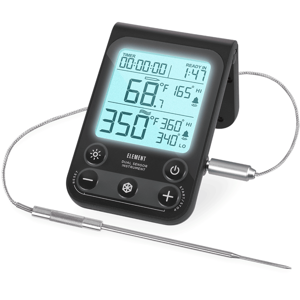 Double thermometer with remote sensor and magnetic attachment